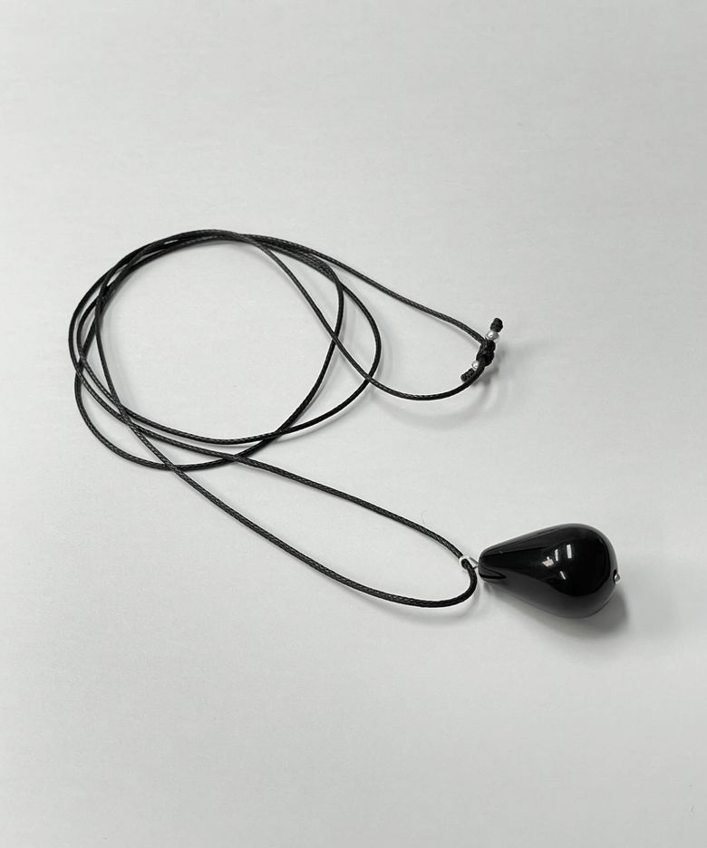925 Simple onyx long necklace