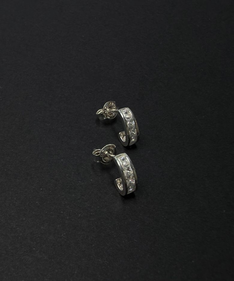 925 Curved ring stud earrings