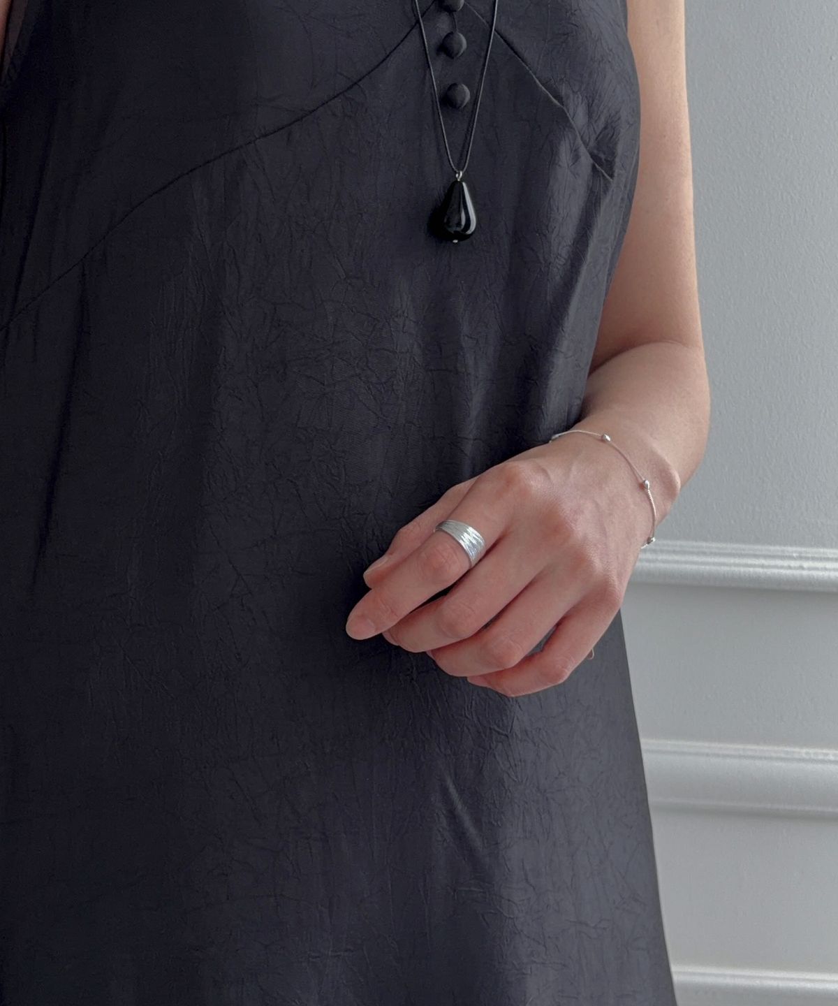 바라두(BARADU) 925 Pleats bold ring