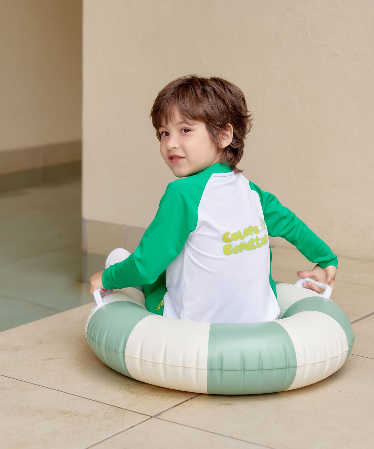 베네통키즈(BENETTONKIDS) 키즈 컬러포인트 래쉬가드