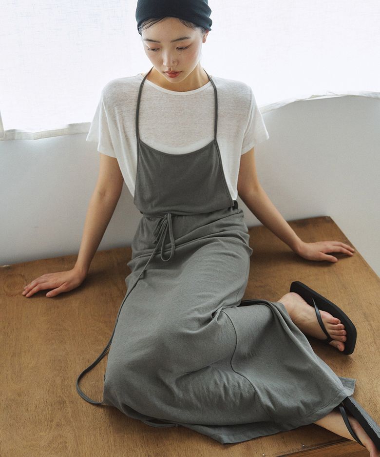 belted halter neck OPS (KHAKI GRAY)