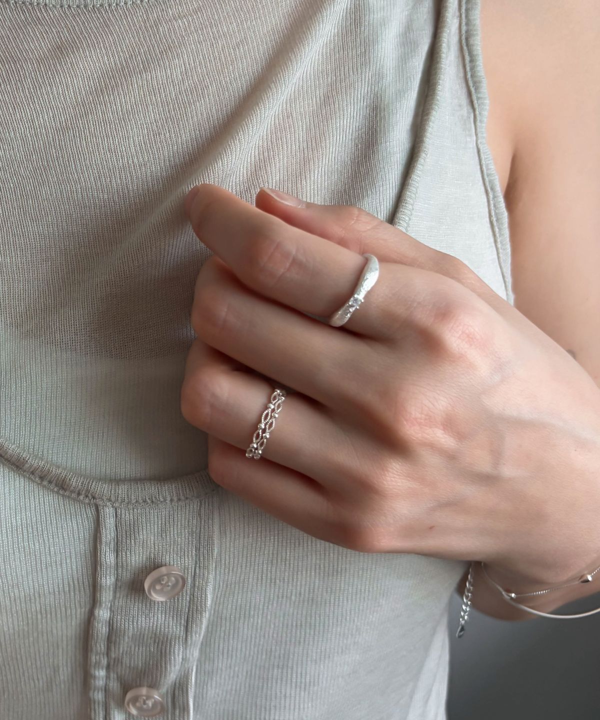 바라두(BARADU) 925 Silhouette link ring