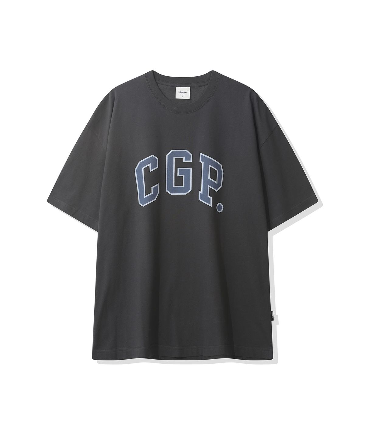 코드그라피(CGP) CGP 아치 로고 엑스트라 오버핏 반소매 티셔츠-차콜