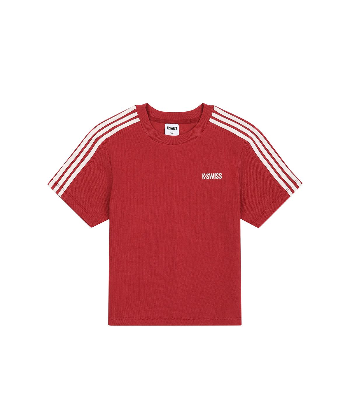 케이스위스(K-SWISS) 여성 셔링 크롭 반팔 티_1KSTSMV513RE