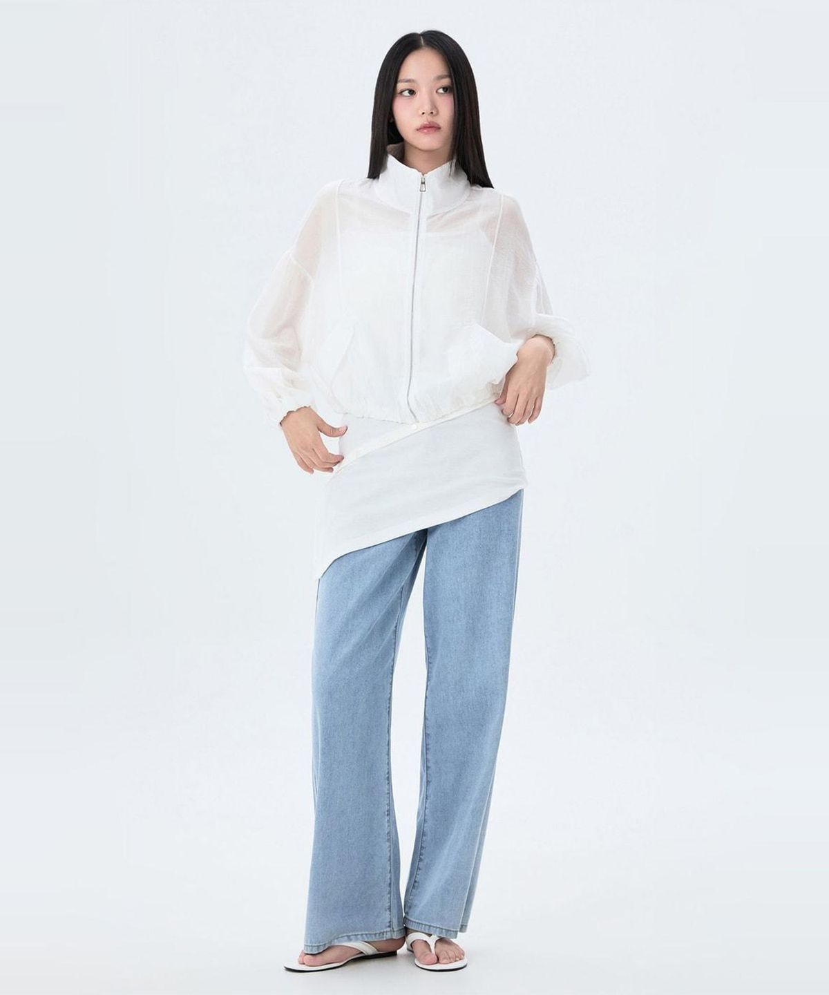 미쏘(MIXXO) 하이넥 시스루 점퍼_MIWJJG91AS