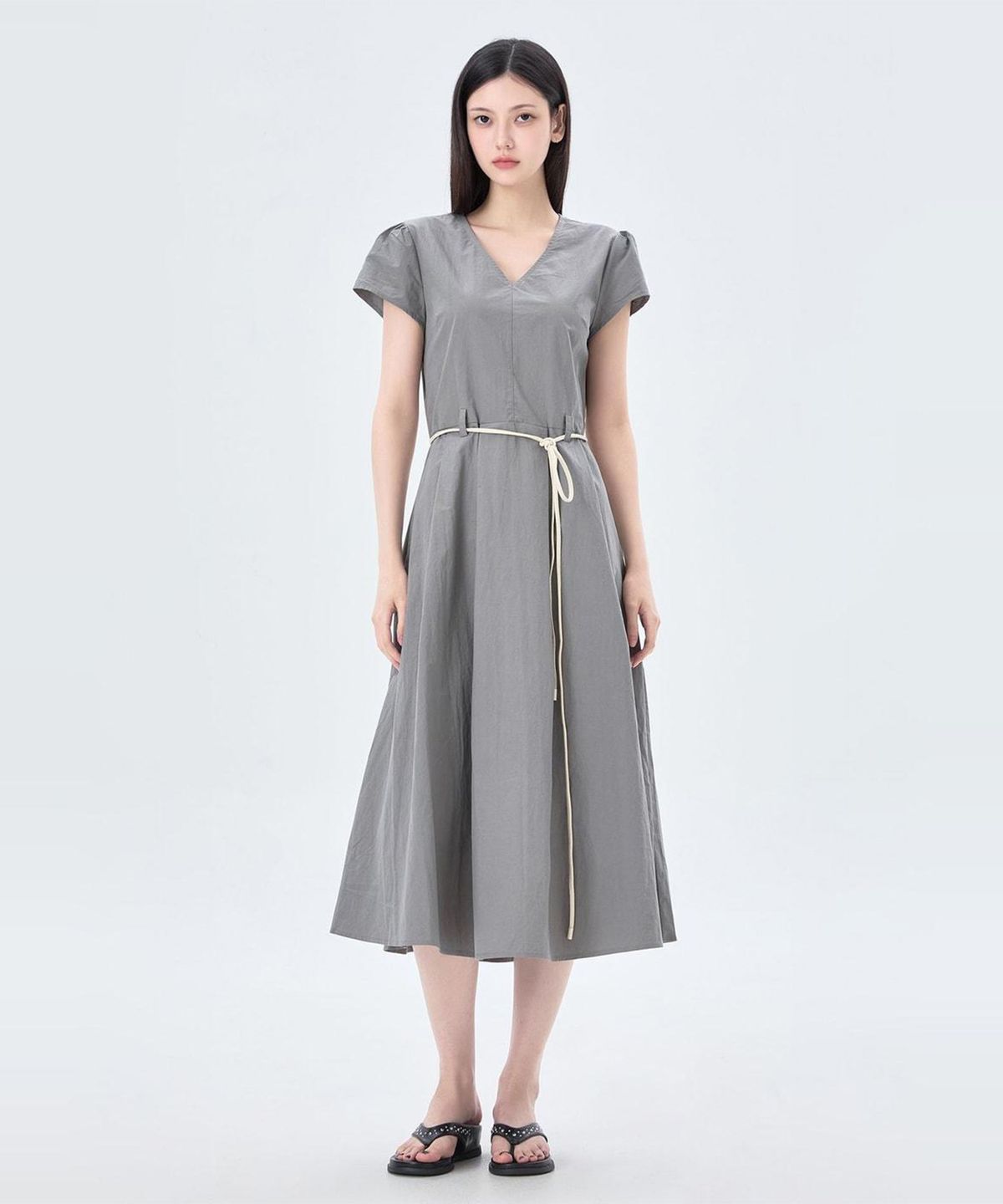미쏘(MIXXO) V넥 롱 원피스_MIWOWG90AS