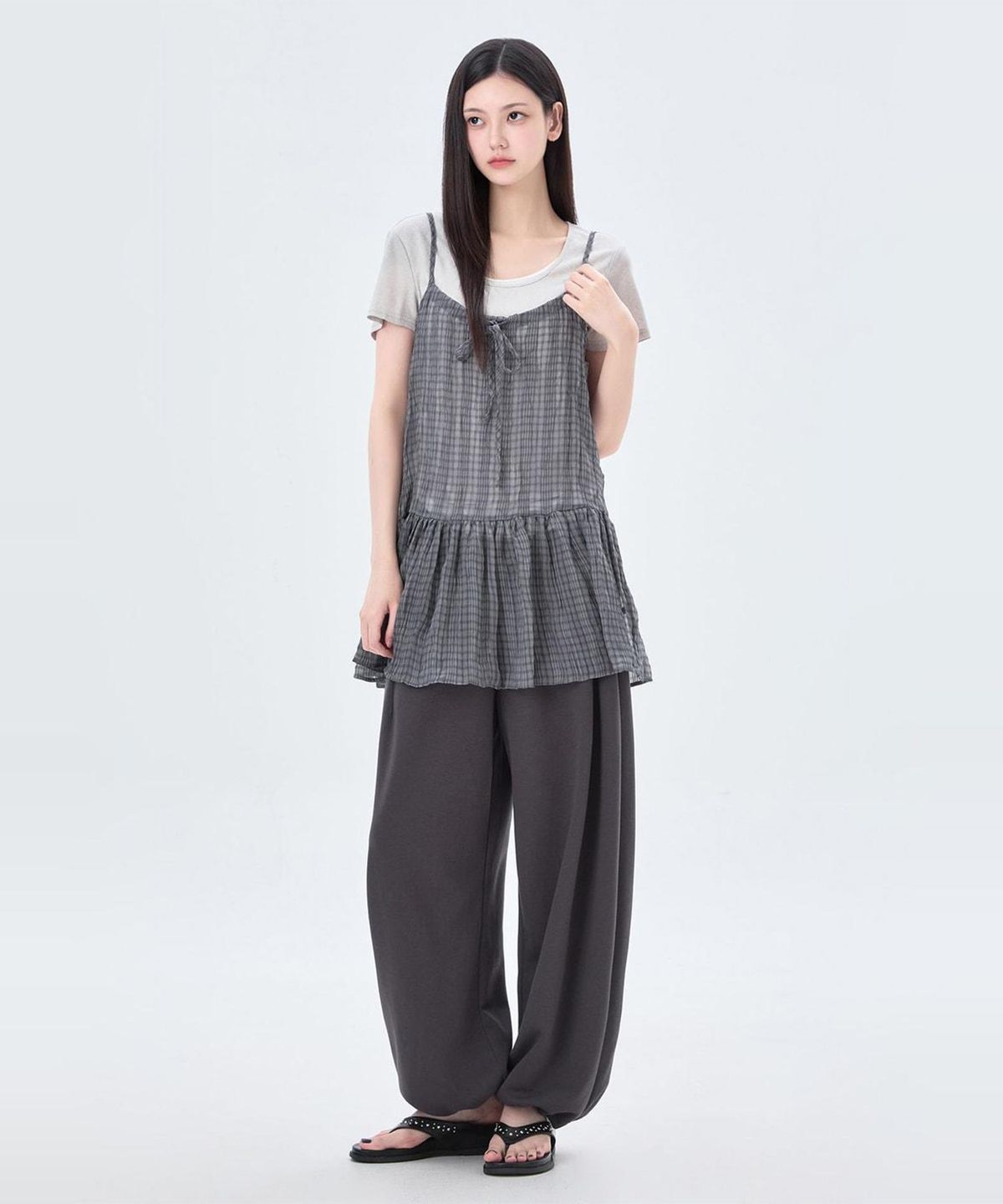 미쏘(MIXXO) 체크 나시 레이어드 원피스_MIWOWG91SS