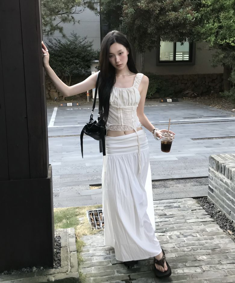 셔링밴딩 롱 스커트_MIWWHG918B