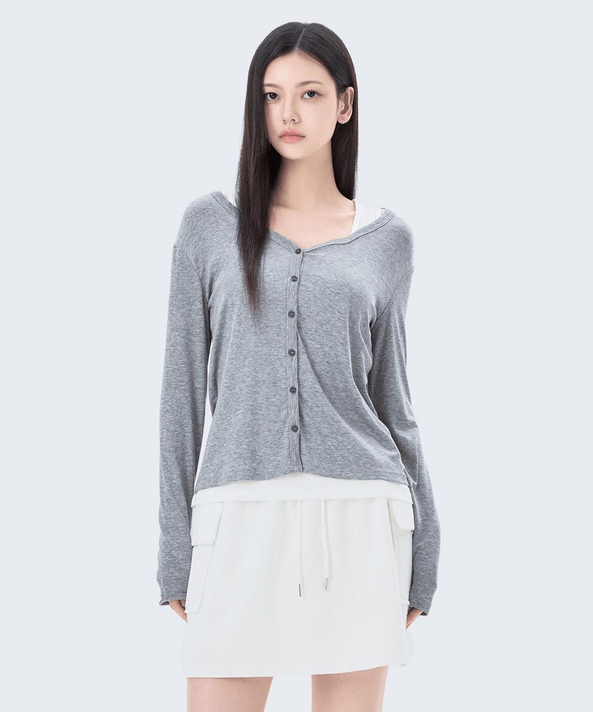 미쏘(MIXXO) 브이넥 가디건형 티셔츠_MIWCMG92AA
