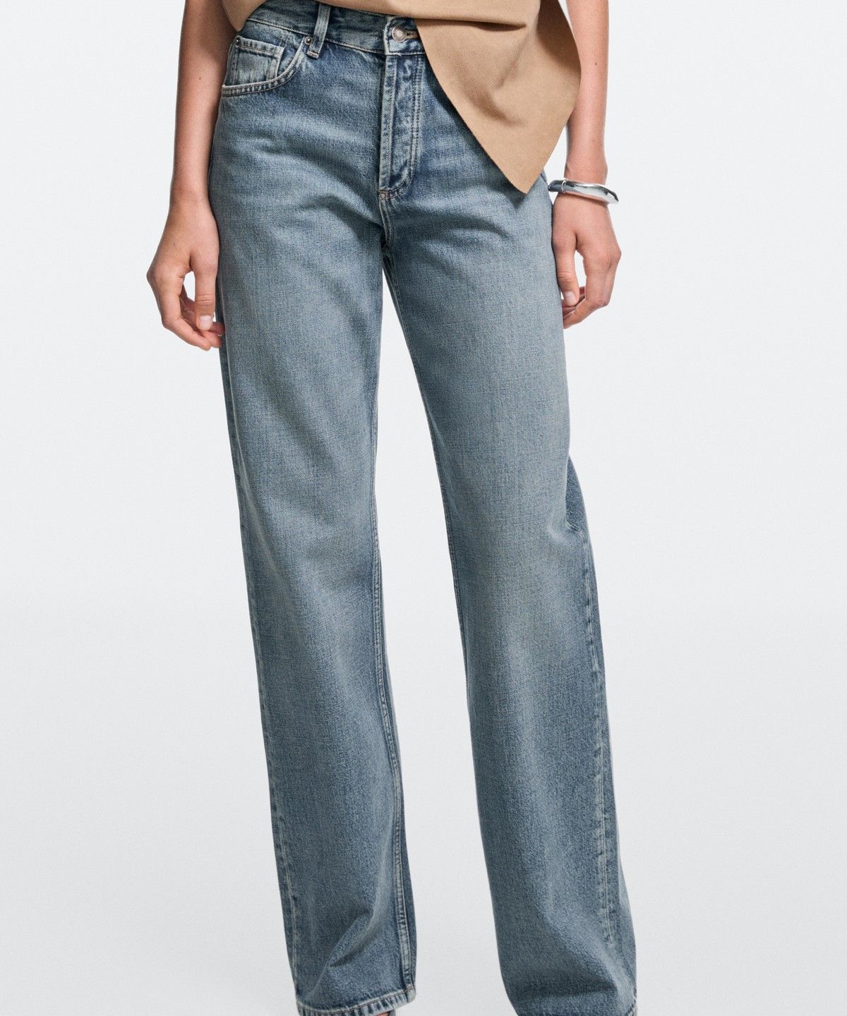 마시모두띠(MASSIMO DUTTI) 미드라이즈 와이드 레그 진