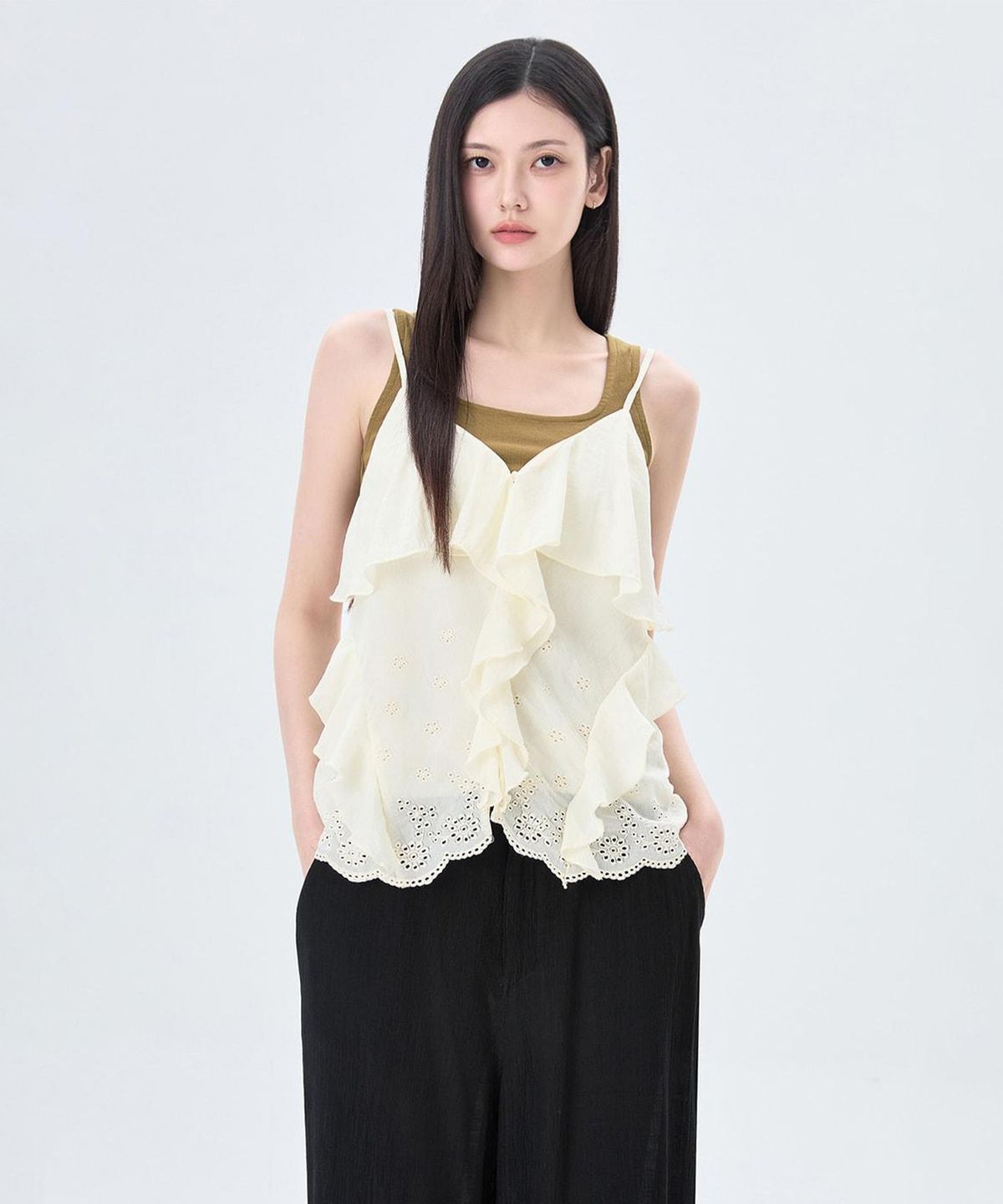 미쏘(MIXXO) 러플 나시 블라우스_MIWBNG94SS