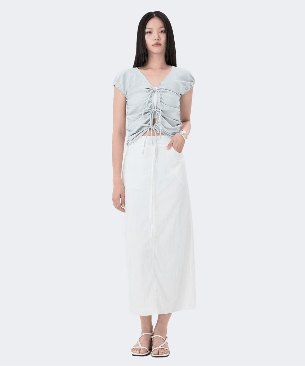 미쏘(MIXXO) 벨티드 롱 스커트_MIWWHG91TS