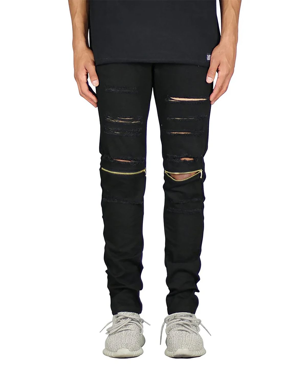 하이퍼 데님(HYPER DENIM) 블랙 슈레드 지퍼 팬츠