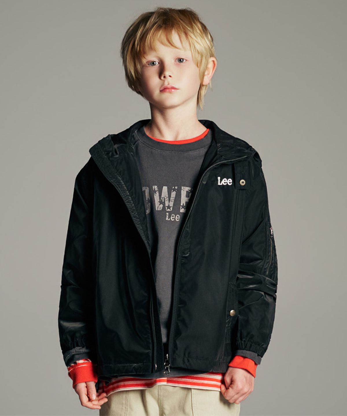 리 키즈(LEE KIDS) 화섬 바람막이 점퍼 블랙 LK2603JU11BK
