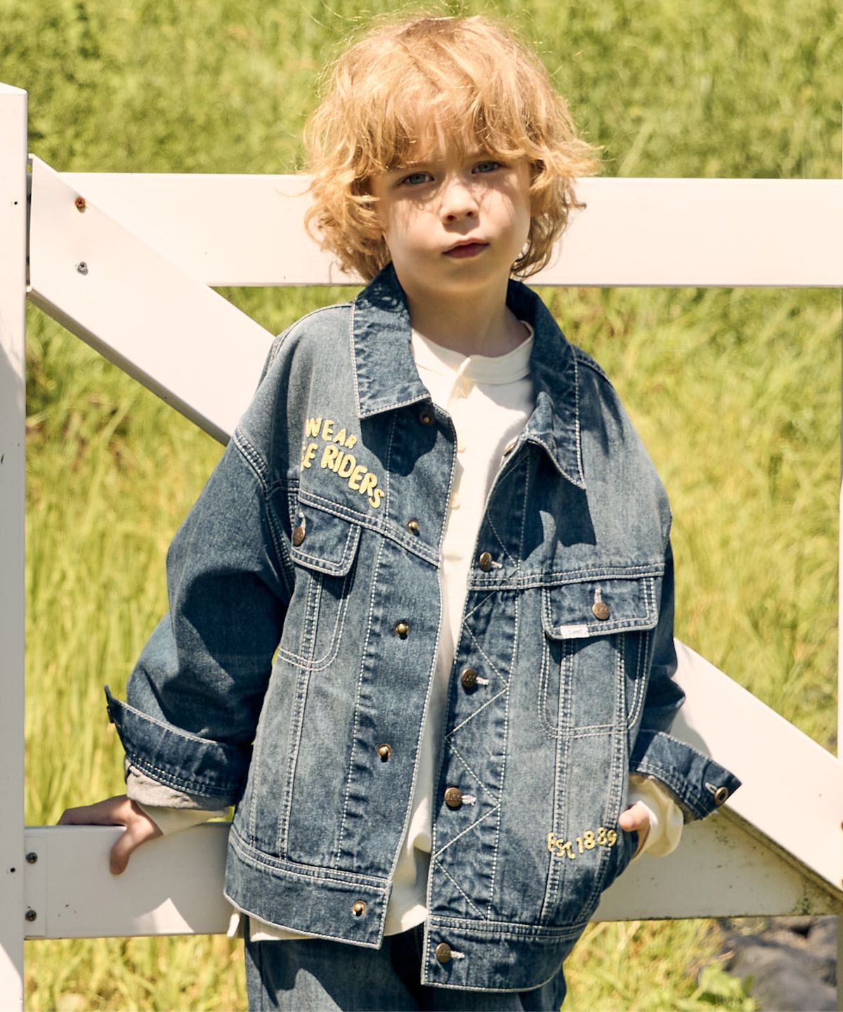 리 키즈(LEE KIDS) 뒷판 자수 데님 자켓 인디고 LK2603IJ11IN