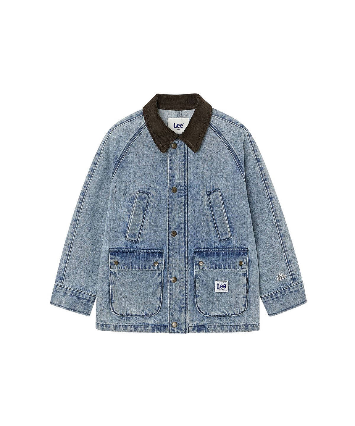 리 키즈(LEE KIDS) 배색 카라 데님 자켓 인디고라이트 LK2603IJ02IL