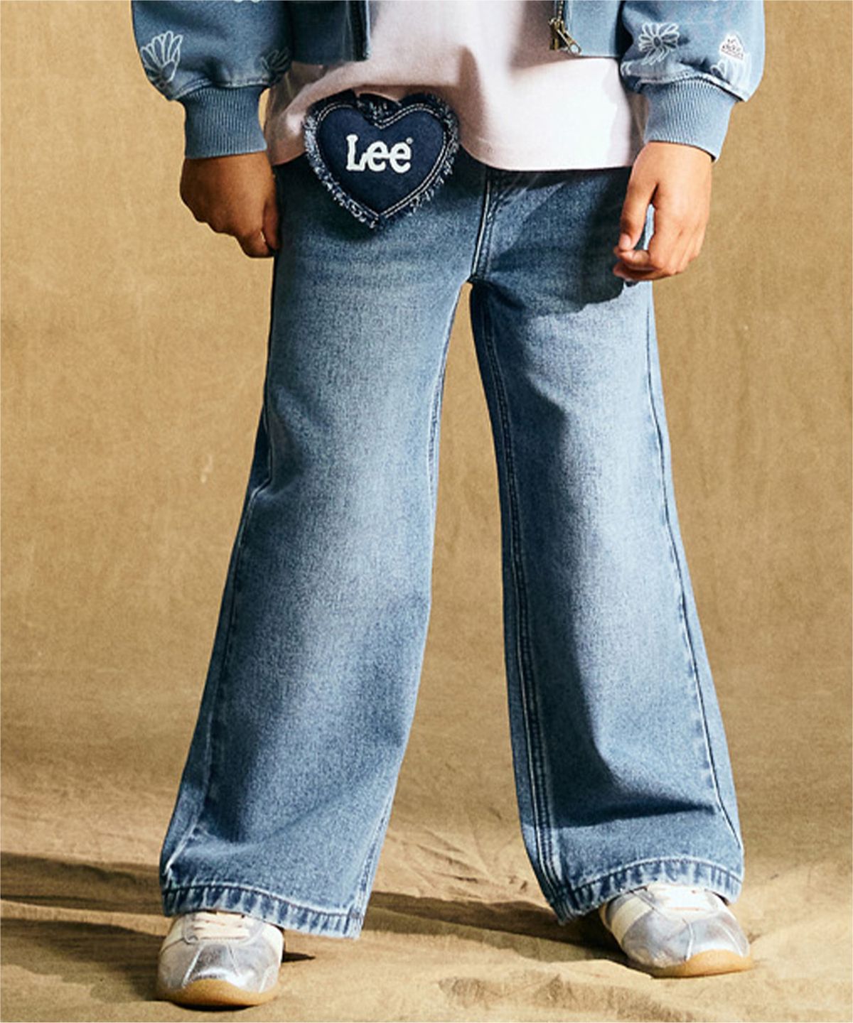 리 키즈(LEE KIDS) 루즈 스트레이트 벨바텀 데님 팬츠 인디고라이트 LK2603IP70IL