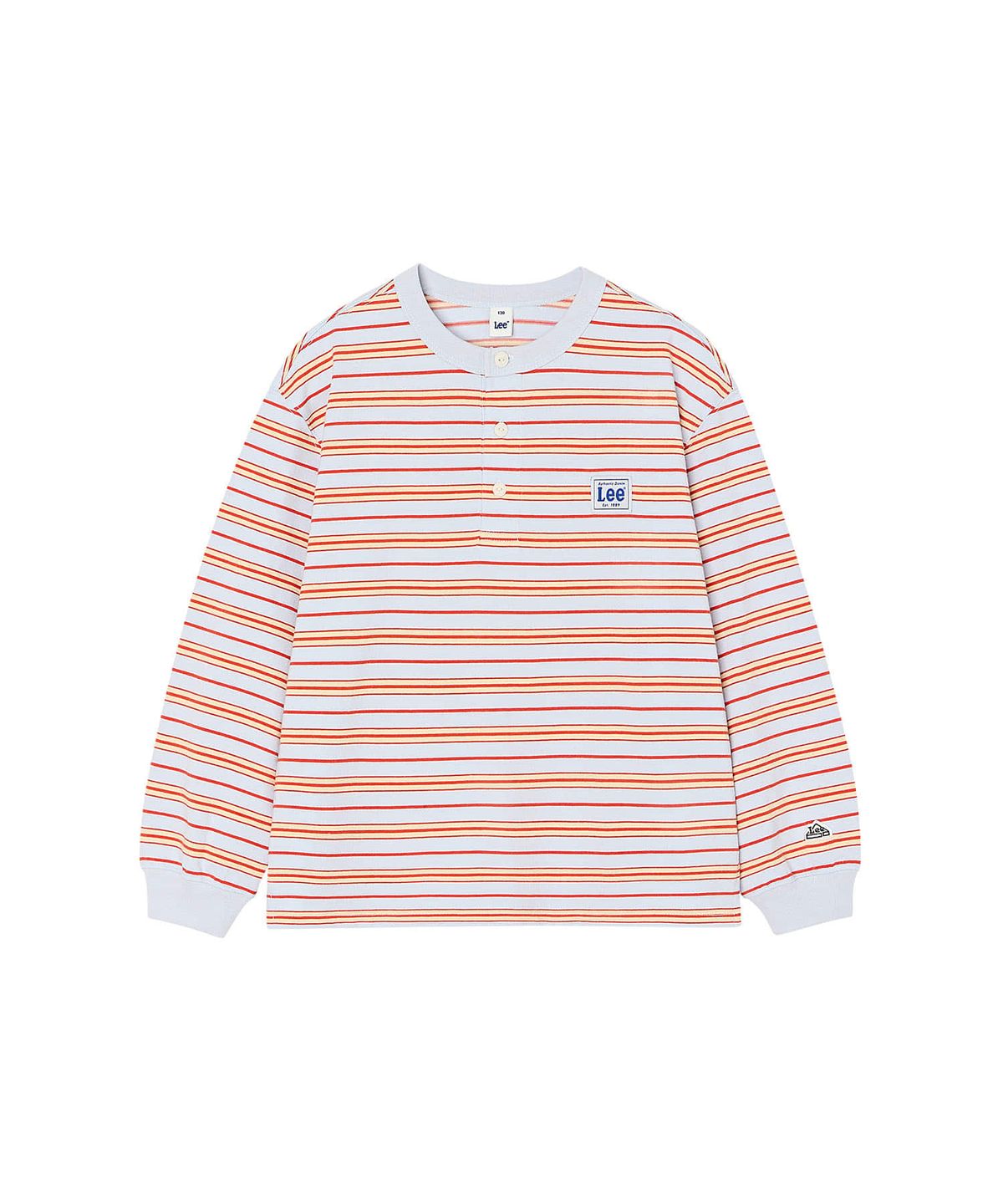 리 키즈(LEE KIDS) 멀티 스트라이프 헨리넥 긴팔티셔츠 스카이블루 LK2603LT07SB