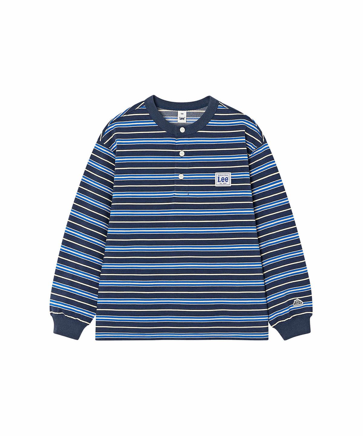 리 키즈(LEE KIDS) 멀티 스트라이프 헨리넥 긴팔티셔츠 네이비 LK2603LT07NA