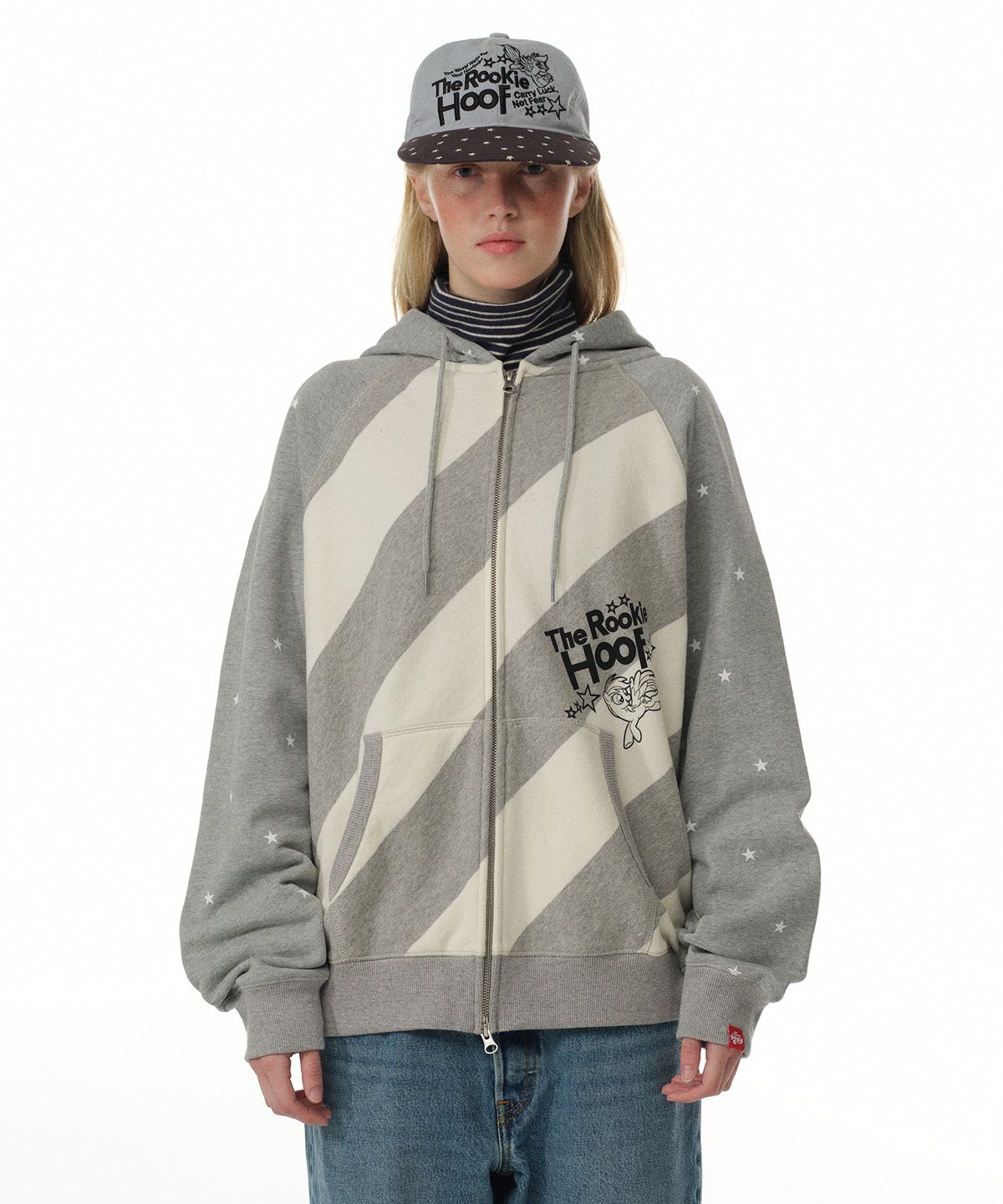 테켓(TEKET) TEKET X MLP Lucky Pony Zip-Up Hoodie Melange Gray