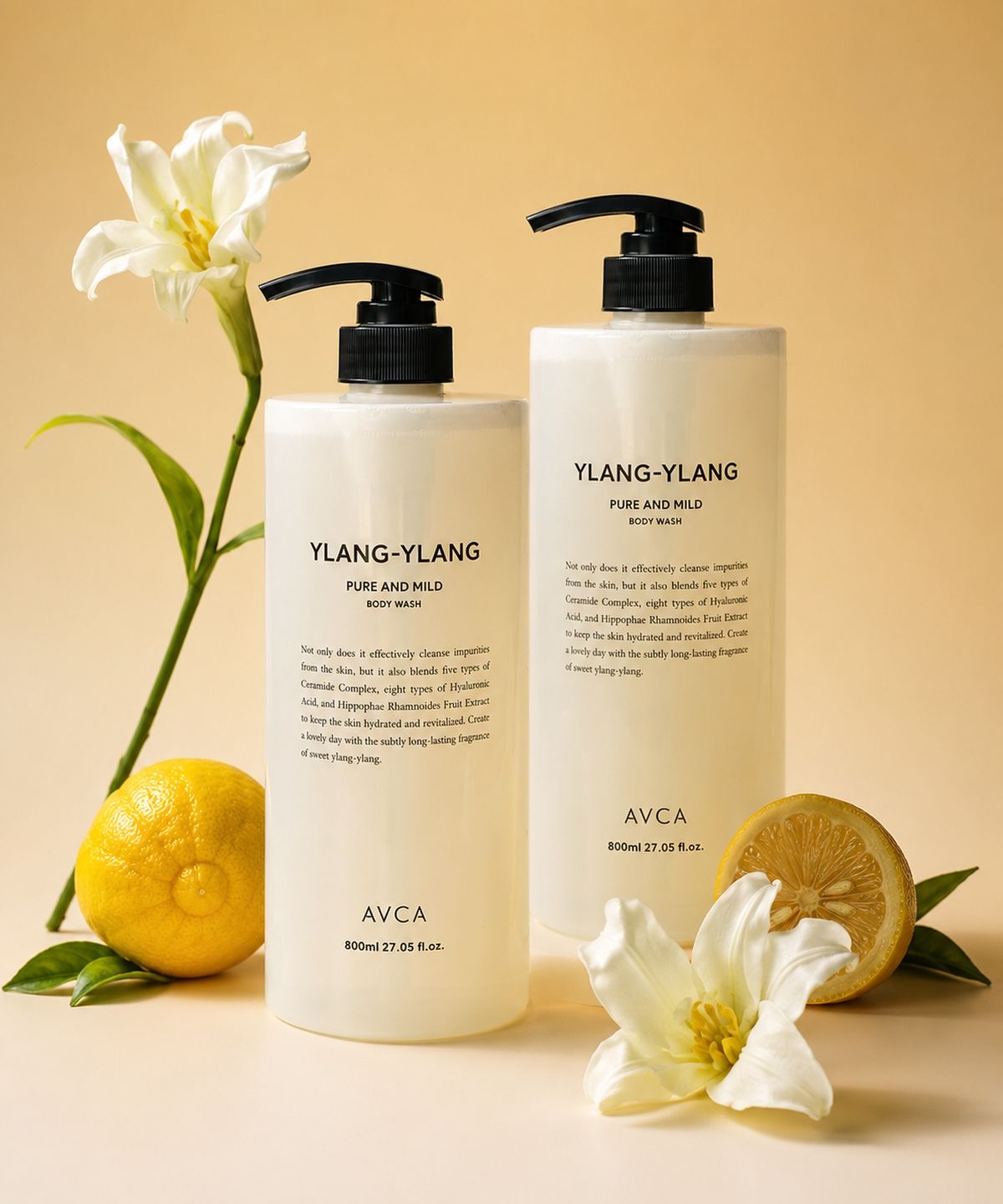 아브카(AVCA) 퓨어 앤 마일드 바디워시 일랑일랑 800ml 2개