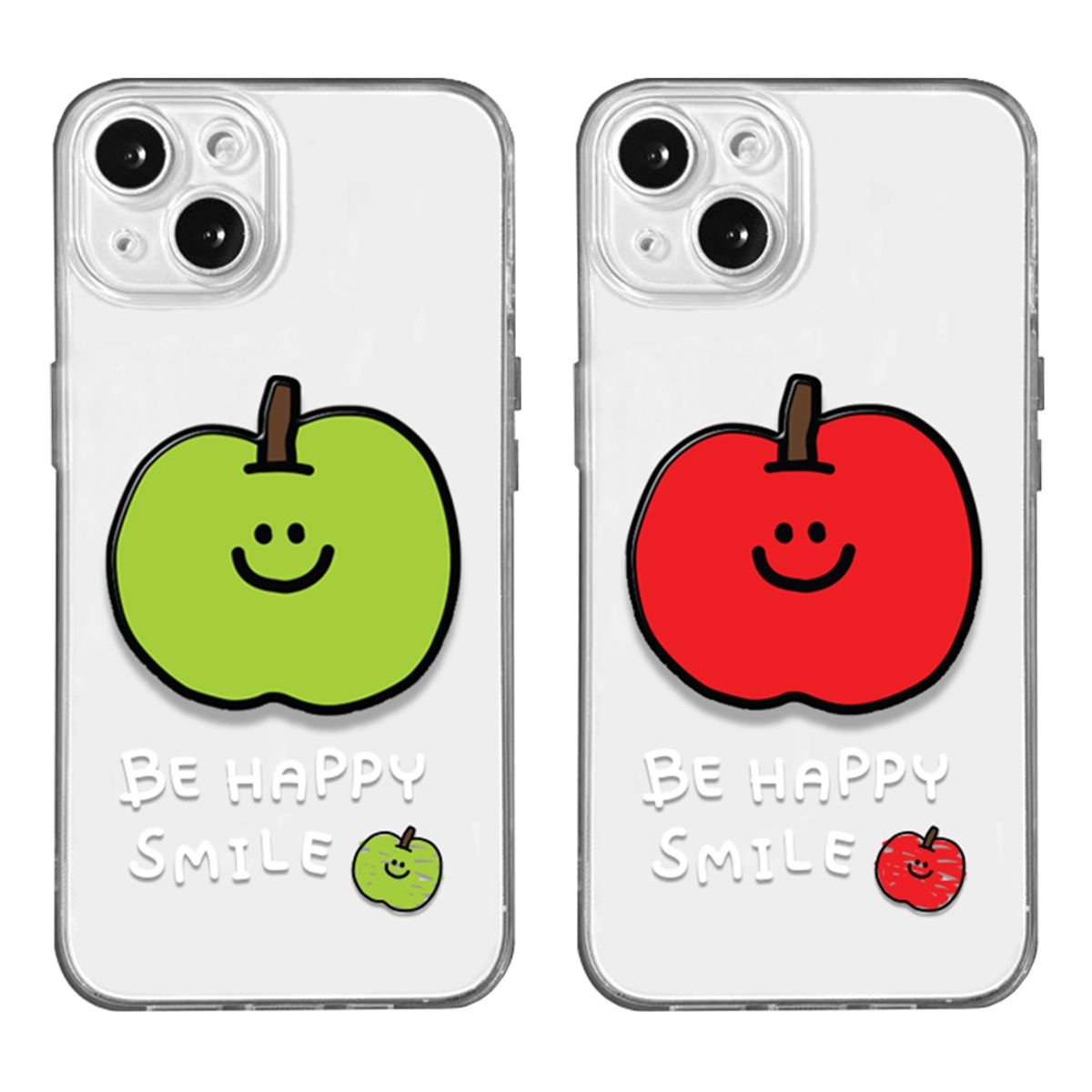 핫티몰(HOTTMALL) Happy Apple 레터링 프린팅 전기종 풀커버 스마트톡 휴대폰 케이스