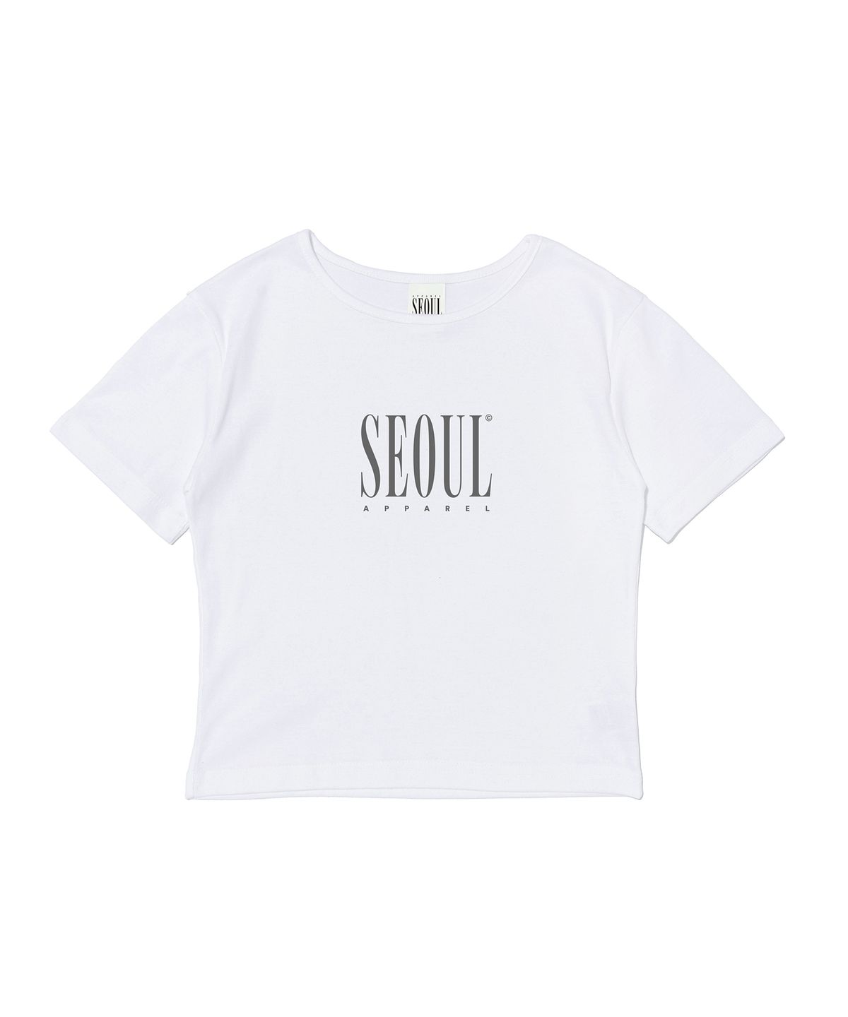 서울어패럴(SEOUL APPAREL) 레터링 로고 크롭 반팔 티셔츠 (화이트)