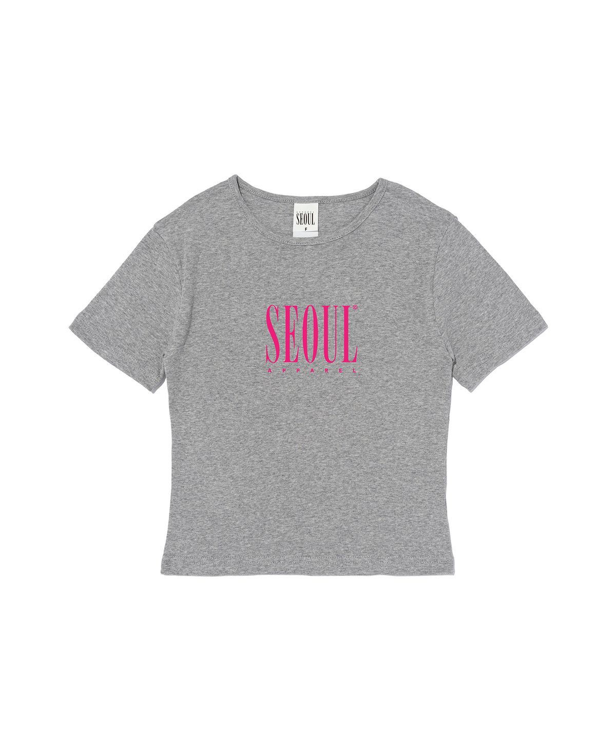 서울어패럴(SEOUL APPAREL) 레터링 로고 크롭 반팔 티셔츠 (그레이)