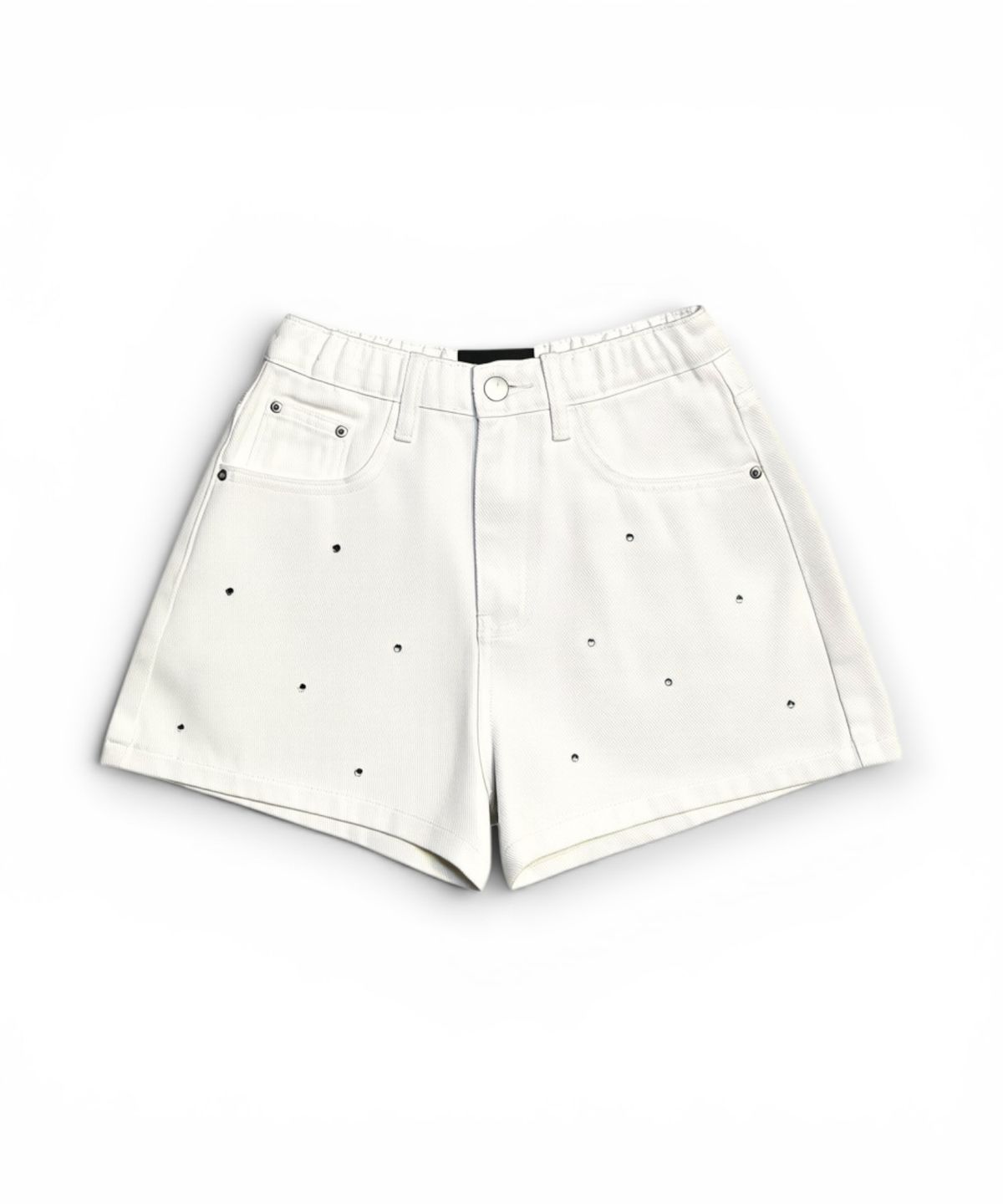본슬리피(BORN SLIPPY) Crystal Stud Cotton Mini Shorts (White)