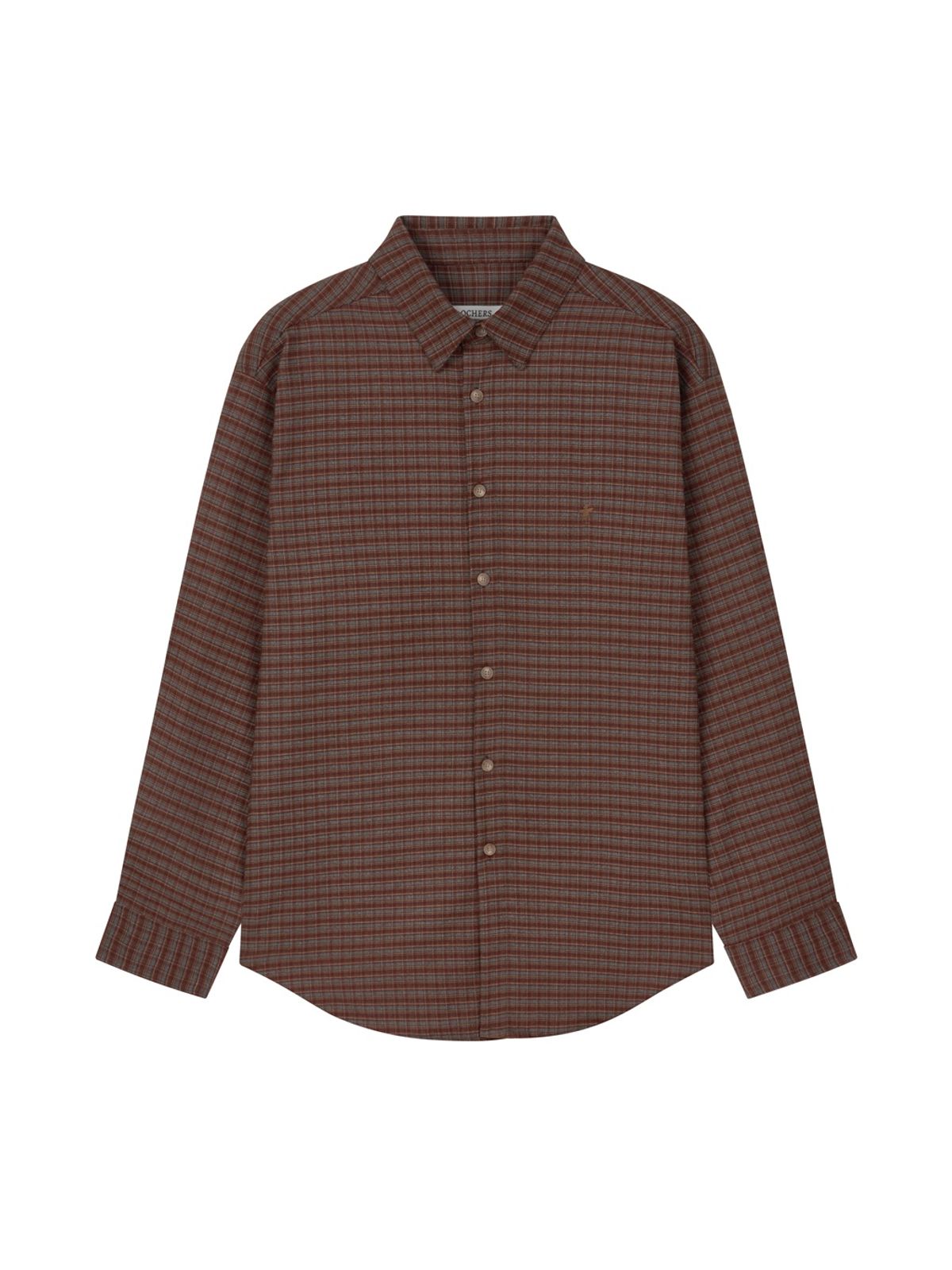 오커스(OCHERS) 체크셔츠 No.0005 Rust Brick Red