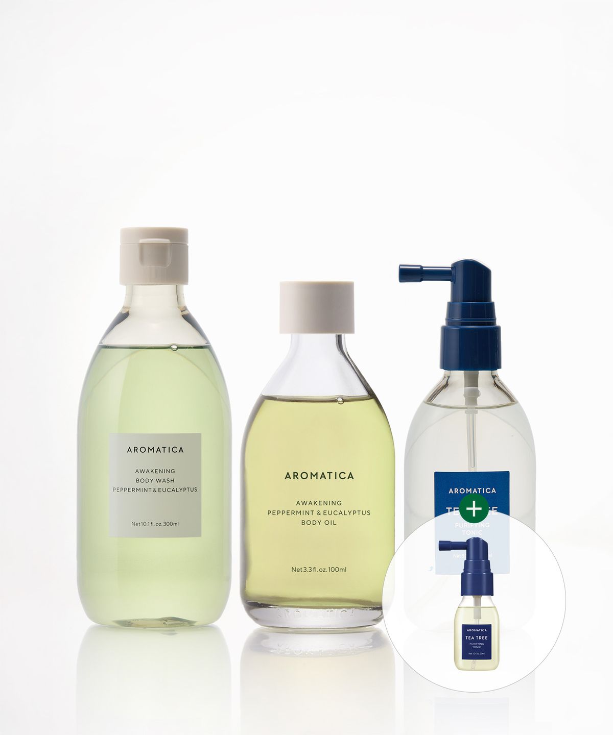아로마티카(AROMATICA) [여름필수] 어웨이크닝 바디워시+오일+티트리 토닉 100ML (미니 토닉 증정)