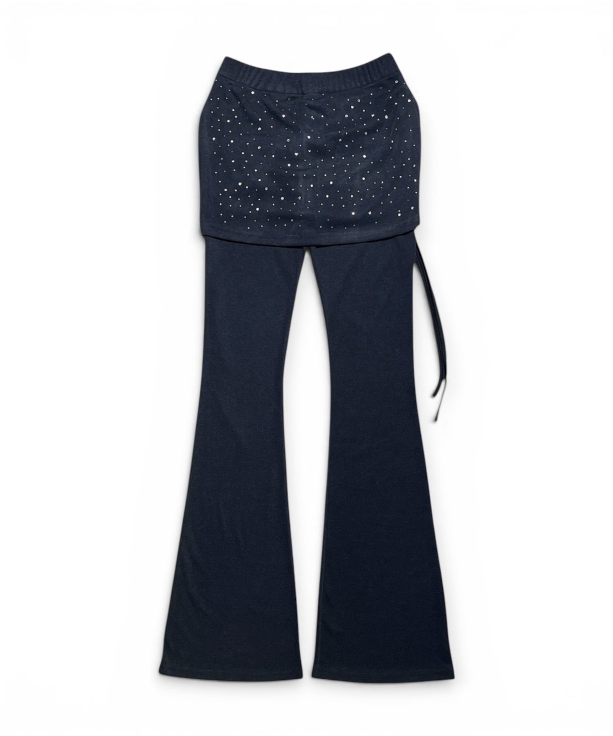 본슬리피(BORN SLIPPY) Crystal Dust Layered Flare Skort Pants (Cosmic Charcoal)