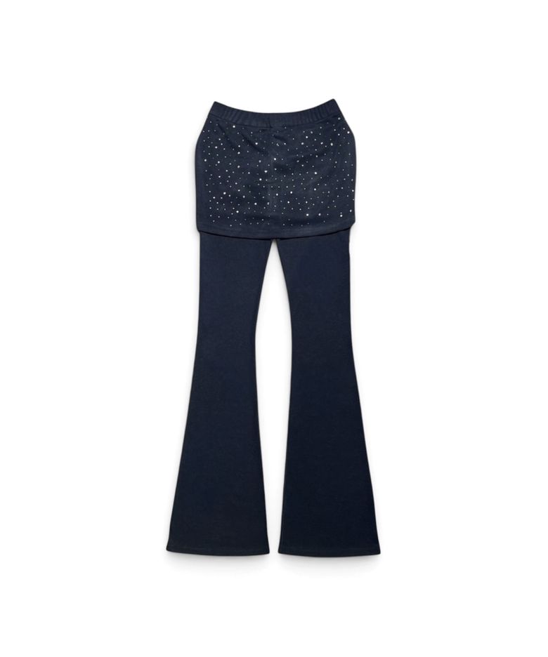 Crystal Dust Layered Flare Skort Pants (Cosmic Charcoal)