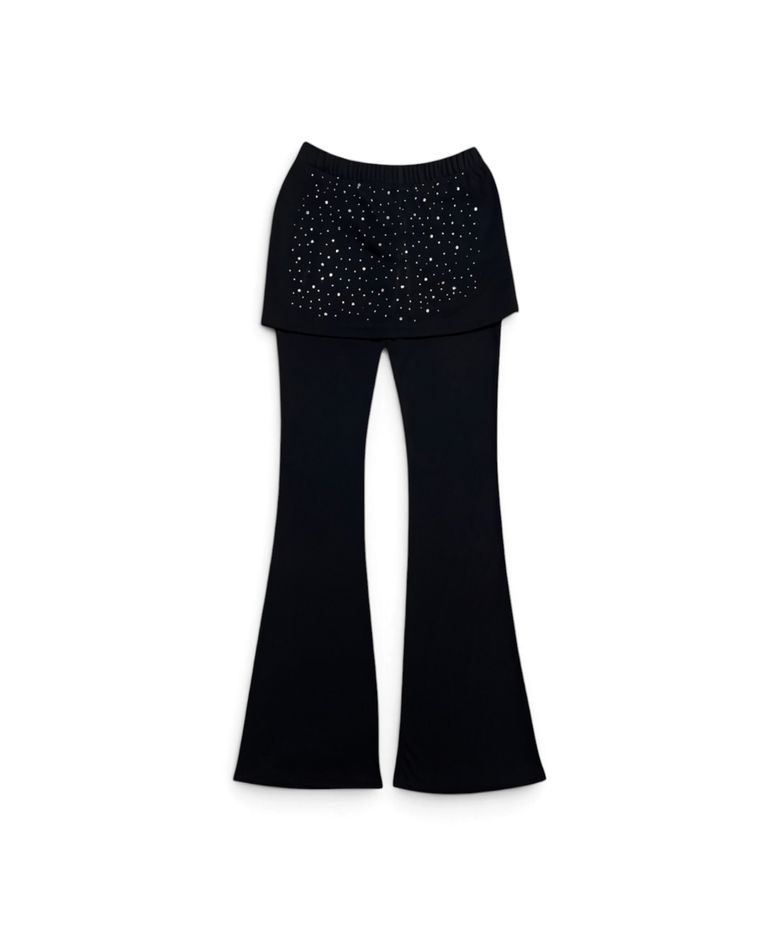 Crystal Dust Layered Flare Skort Pants (Eclipse Black)