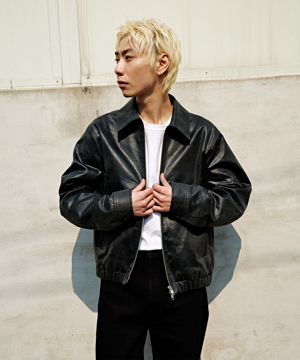 세이브(SAEV) CRACK SUEDE ZIP JACKET BLACK