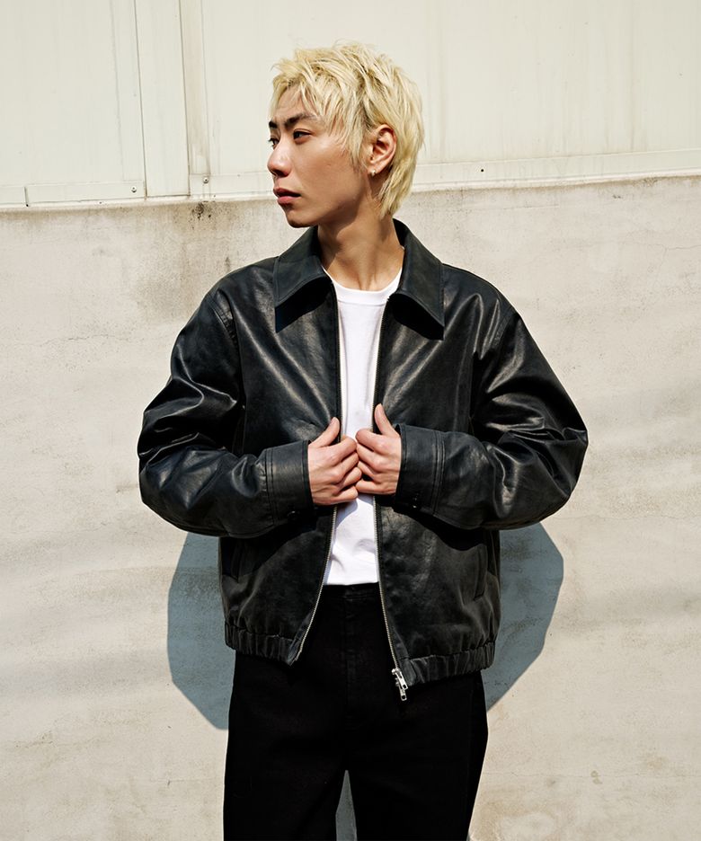 CRACK SUEDE ZIP JACKET BLACK