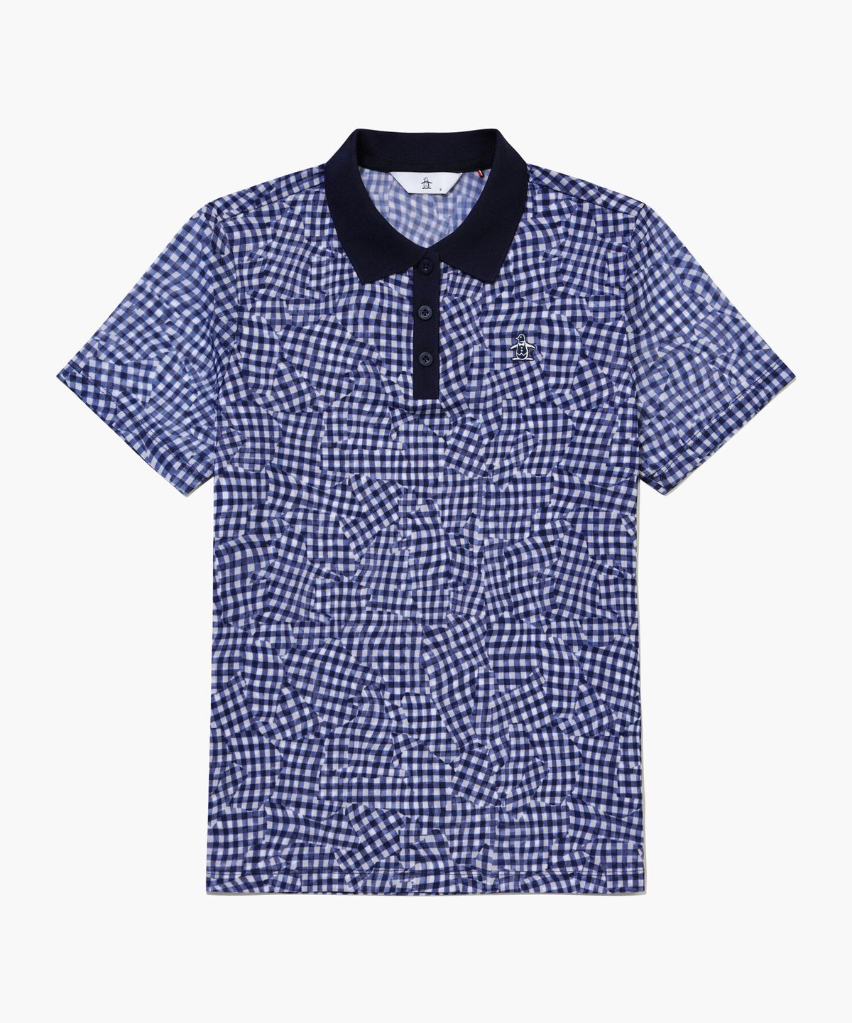 먼싱웨어(MUNSINGWEAR) 여성 깅엄 패턴 카라 티셔츠 블루 MR322LTS72