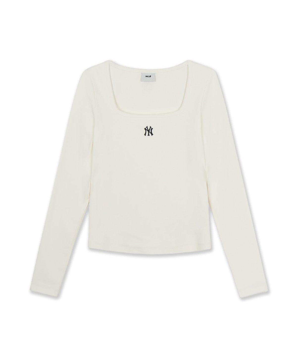 엠엘비(MLB) 여성 베이직 슬림 세미크롭 스퀘어넥 긴팔 티셔츠 NY (Cream)