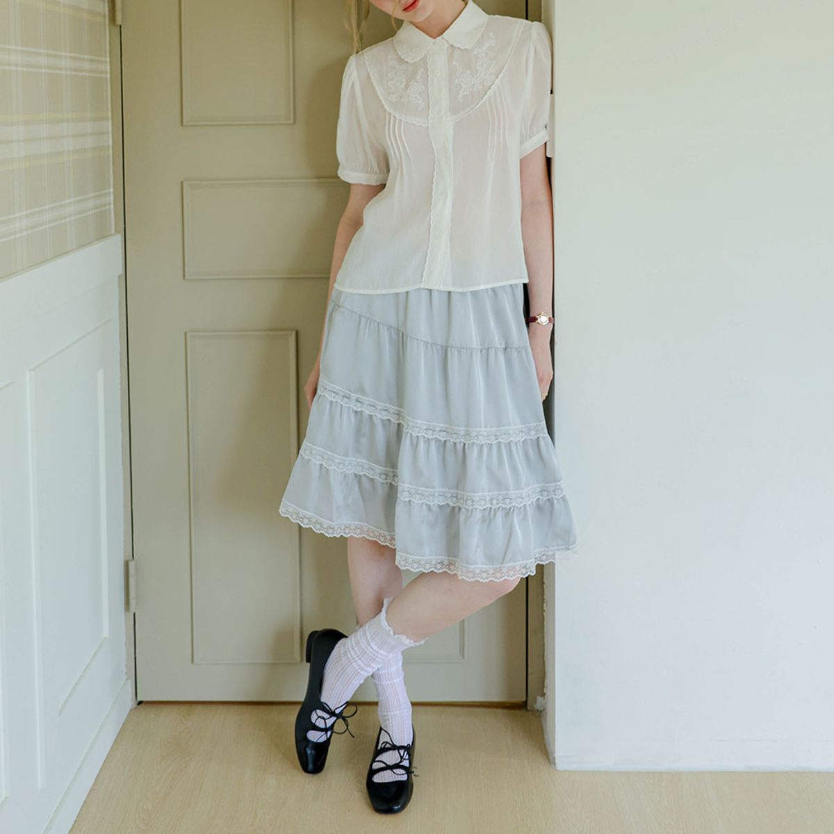 쎄무아듀(CEST MOIDEW) Cest_Layered lace tiered skirt_GRAY