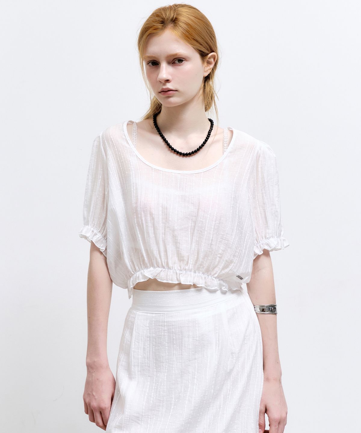 닉앤니콜(NICK&NICOLE) PIN STRIPE PUFF BLOUSE_IVORY