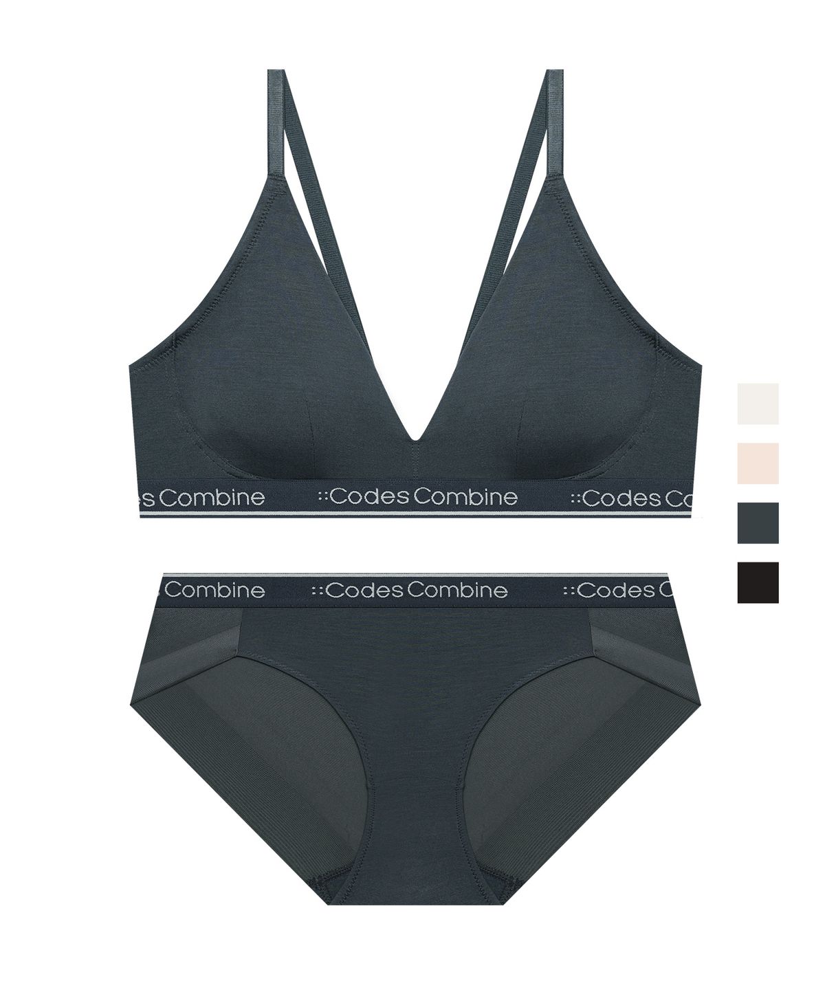 코데즈컴바인 이너웨어(CODES COMBINE INNERWEAR) 모달 슬림 아웃밴드 브라렛 팬티 세트