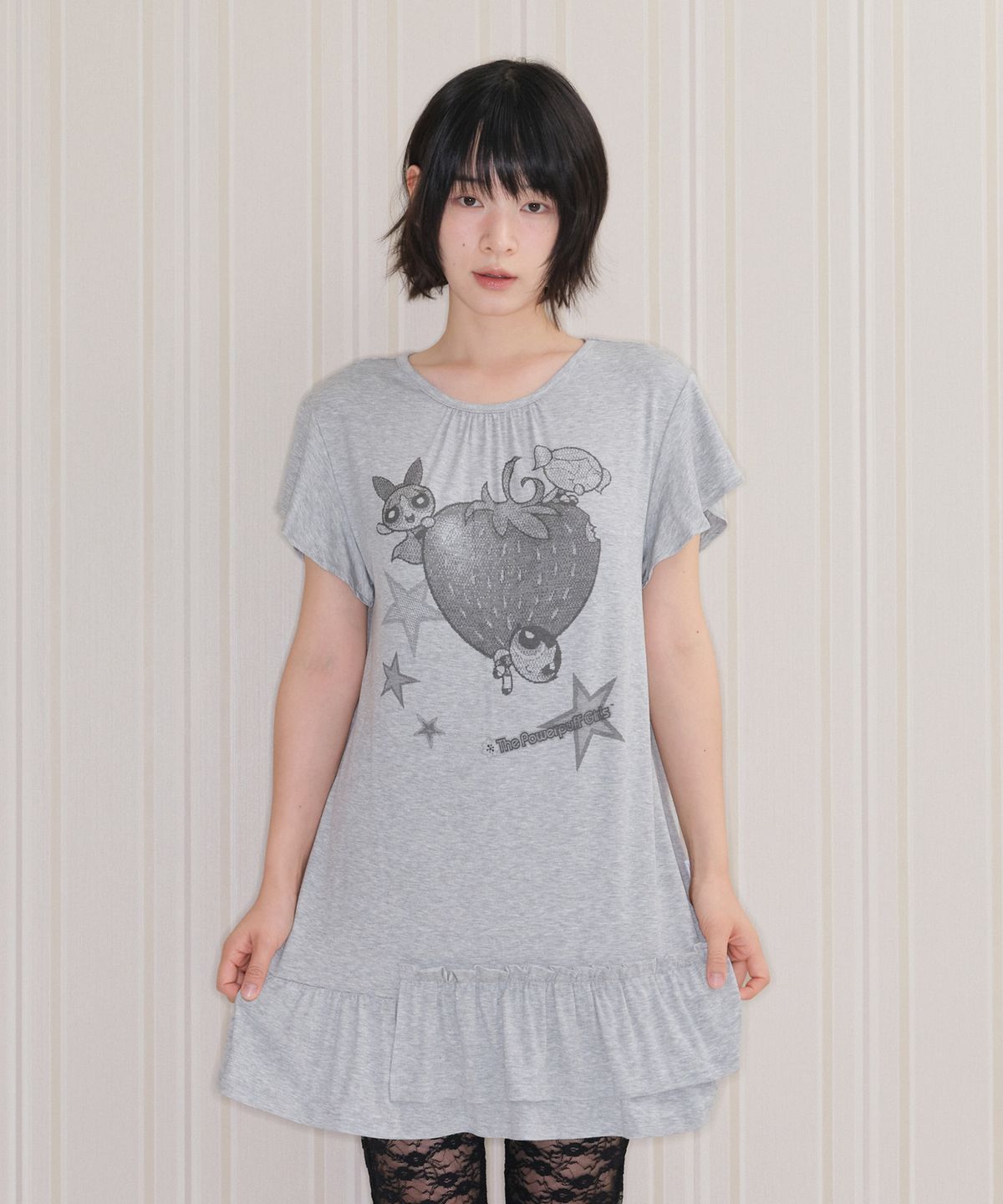 아메스 월드와이드(AMES-WORLDWIDE) PPG RUFFLE MINI DRESS GREY