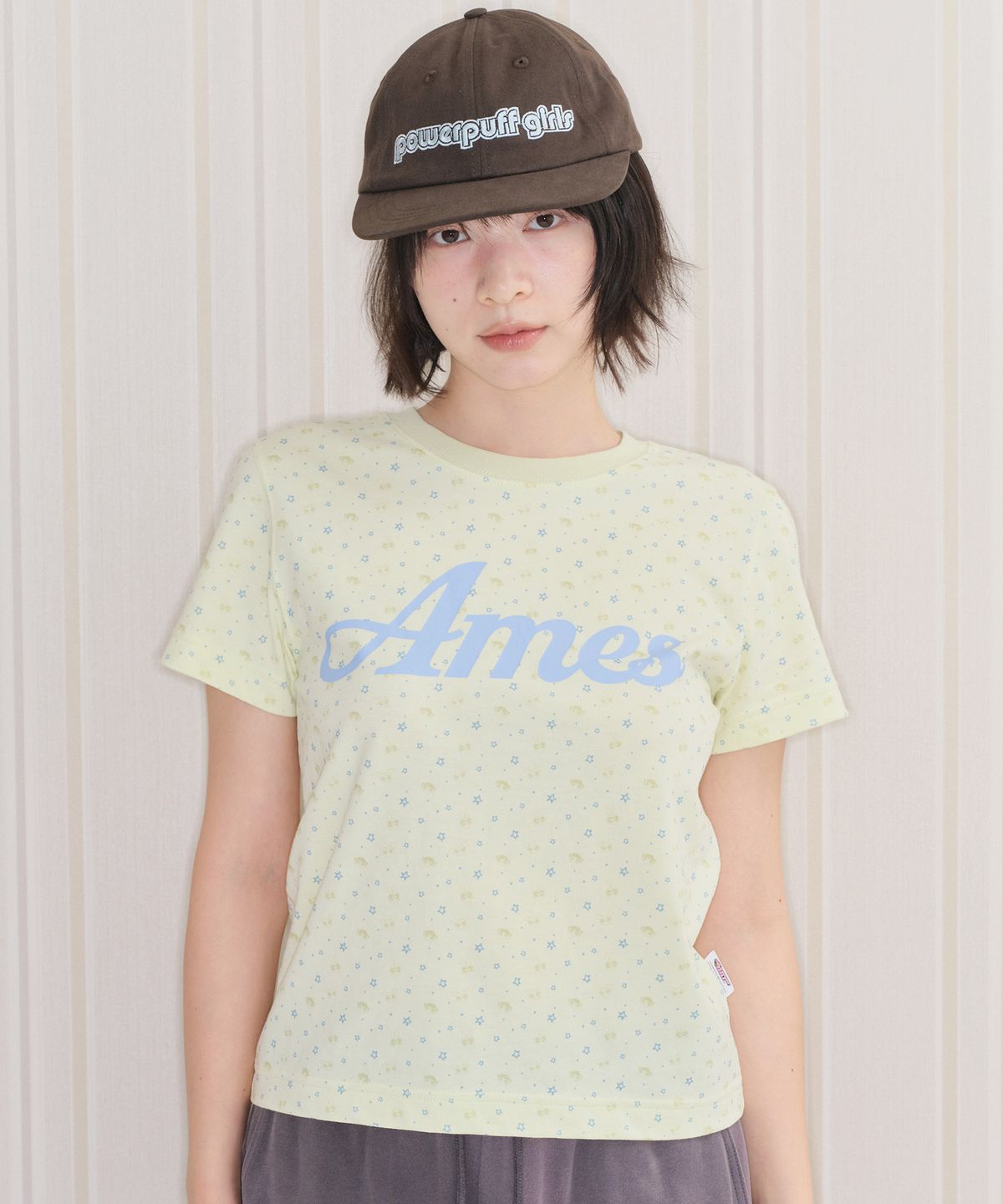 아메스 월드와이드(AMES-WORLDWIDE) PPG TWINKLE CROP TEE YELLOW