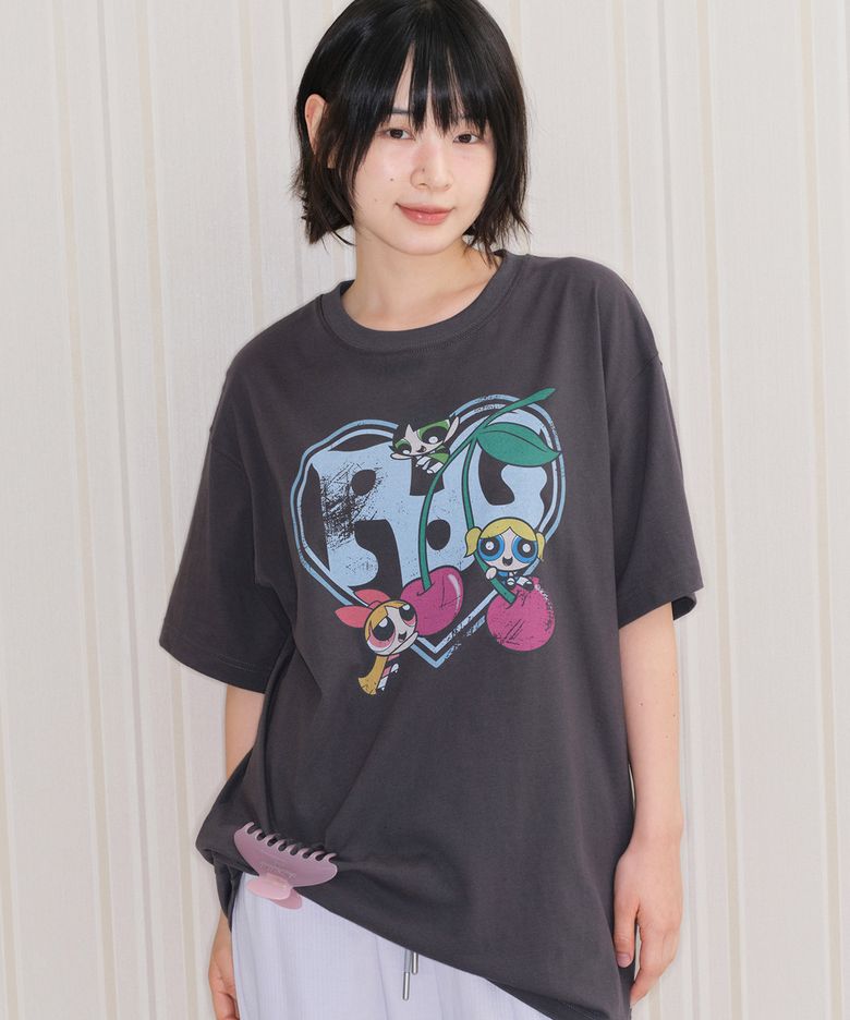 PPG HEART CHERRY TEE CHARCOAL