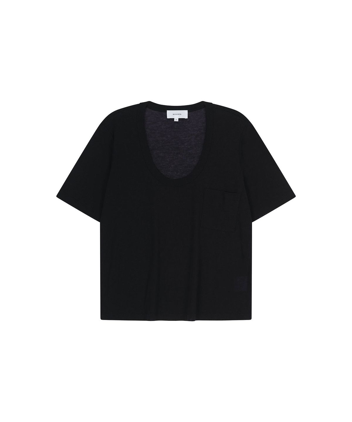 비자비(VIS A VIS) HALF SLEEVED U NECK TEE SHIRT (BLACK)