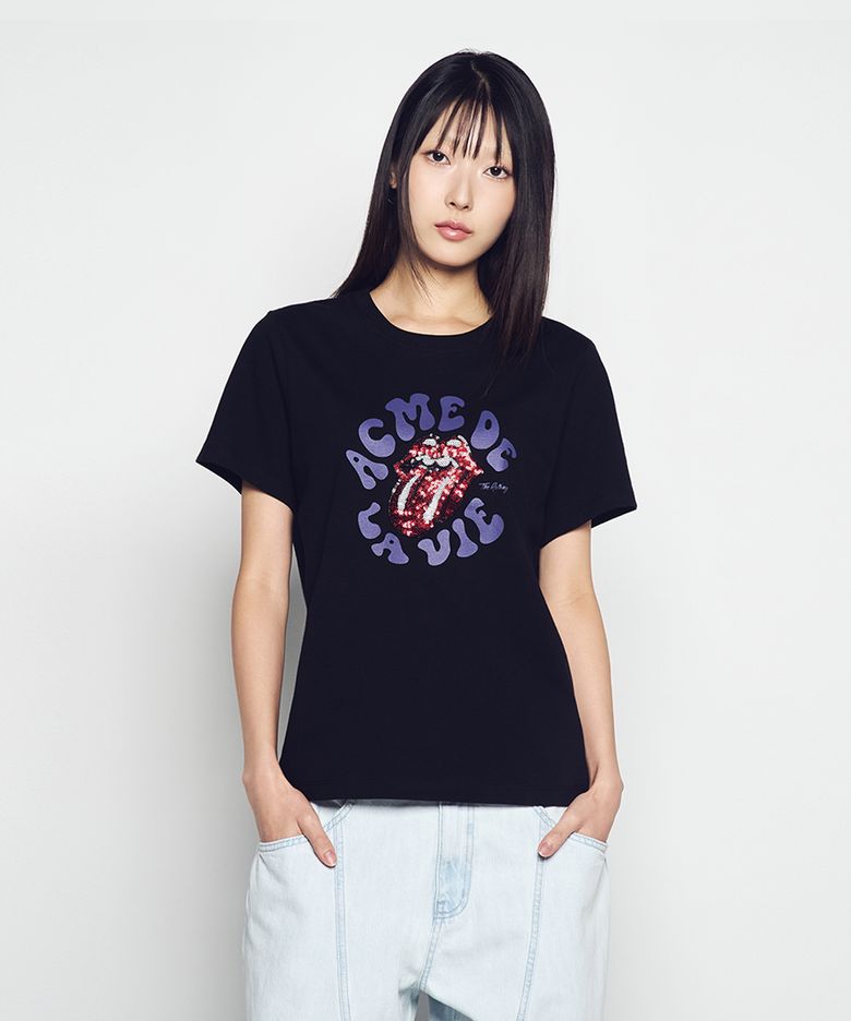 WOMAN ROLLING STONES SPANGLES SHORT SLEEVE T-SHIRT