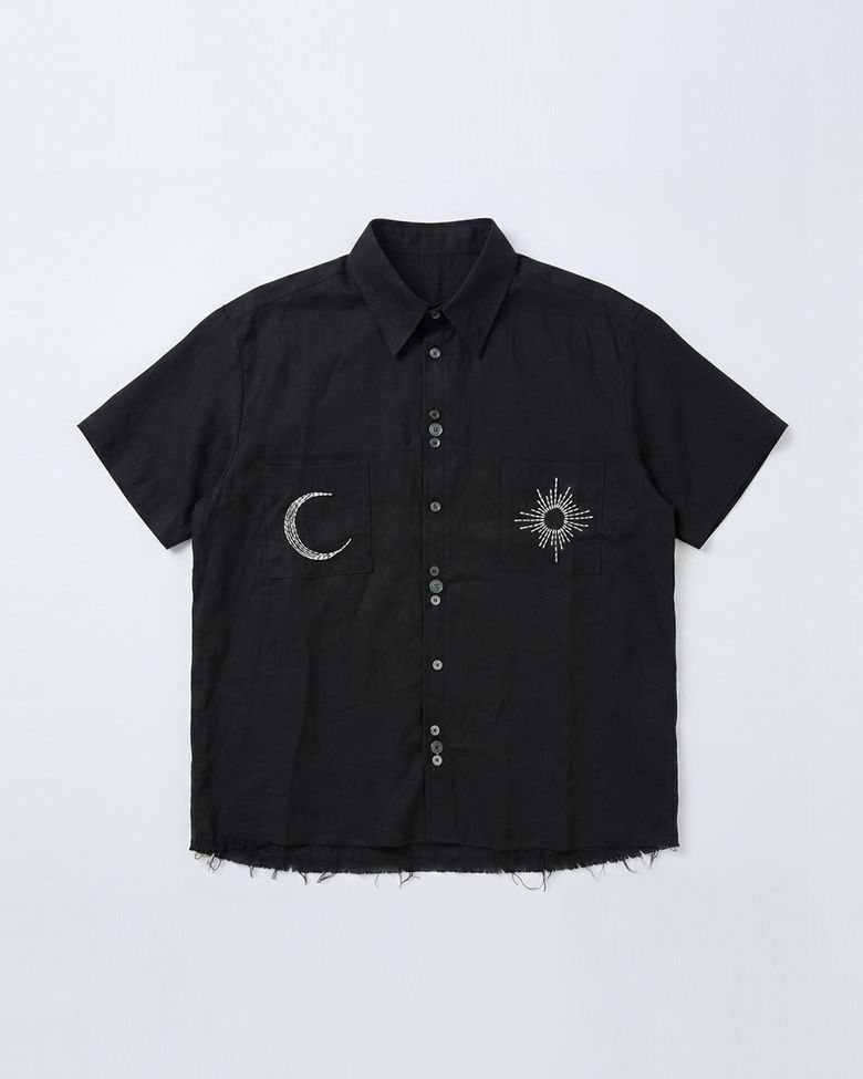 Sun&Moon Embroidery Shirt (black)