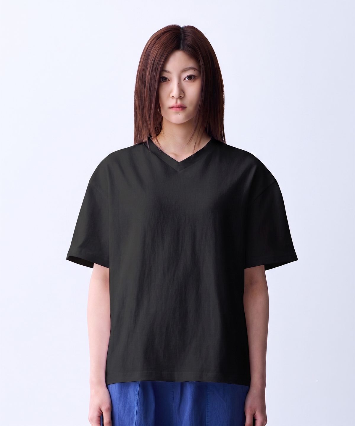 에이던엠(ADERNM) 미니멀 데일리 브이넥 티셔츠 블랙