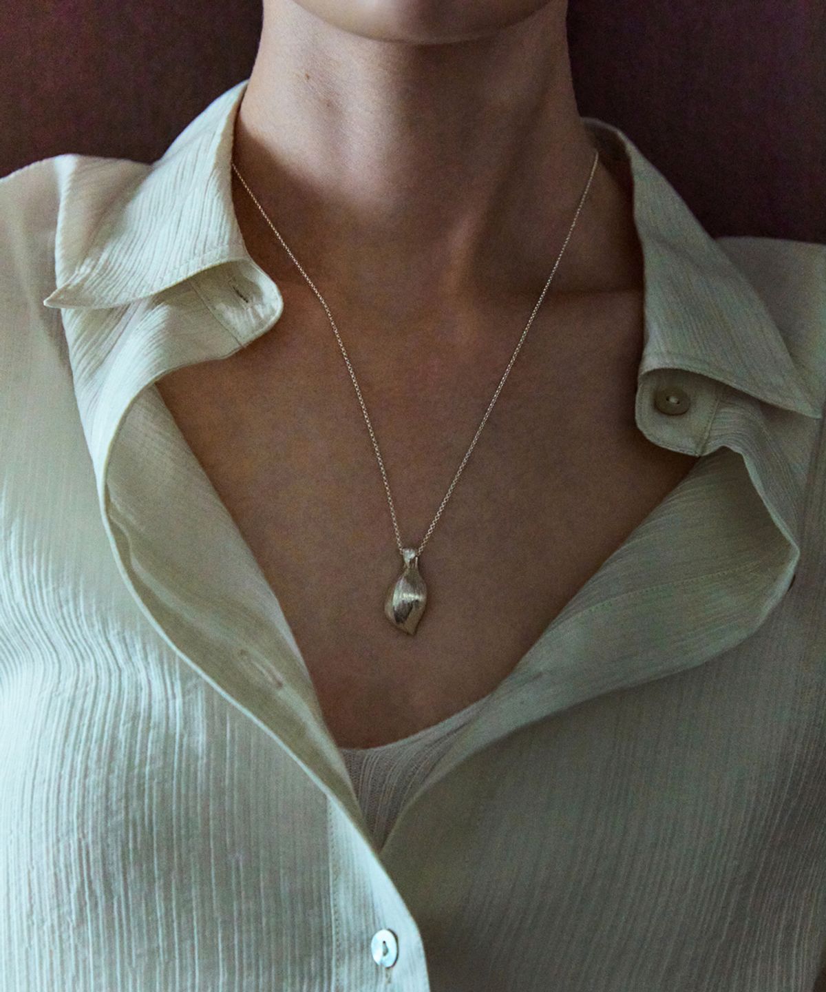 러프사이드 화이트라벨(ROUGH SIDE WHITE LABEL) Seed Pendant Long-Necklace Silver 925