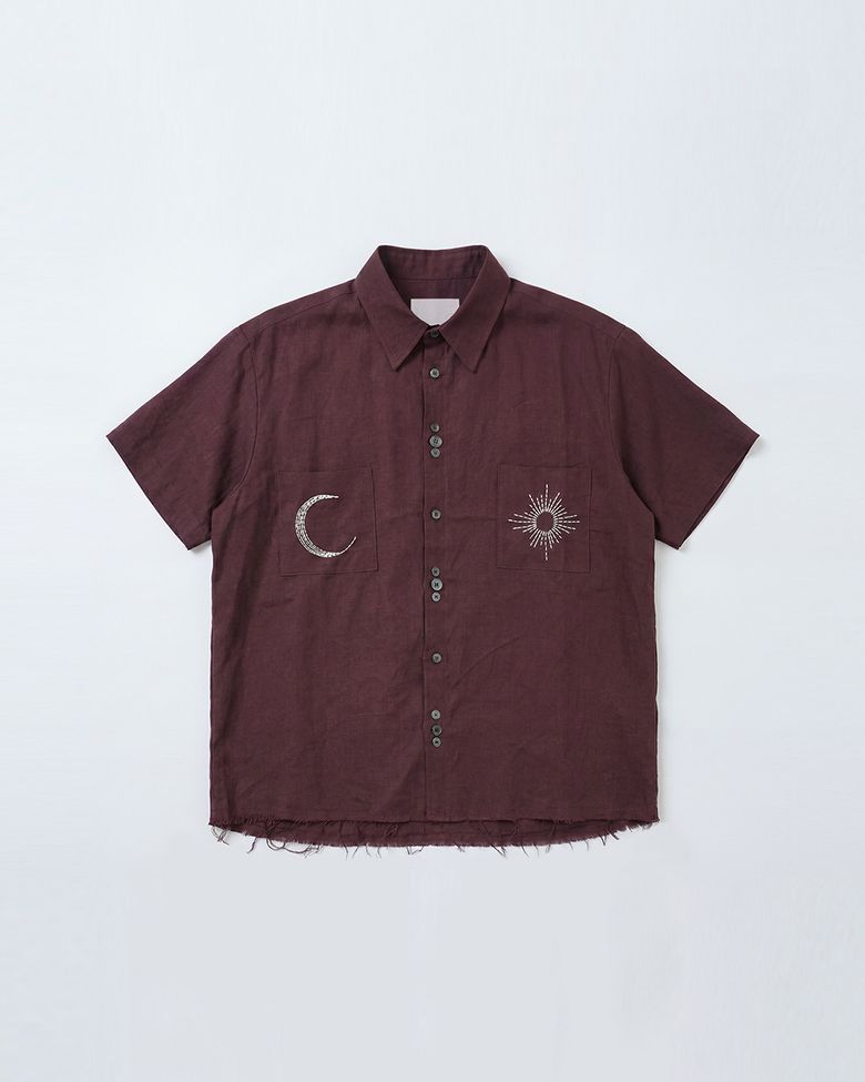 Sun&Moon Embroidery Shirt (magenta)